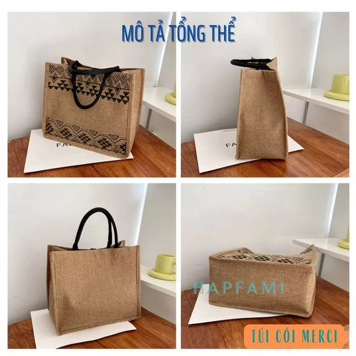 Túi cói merci,túi merci,túi xách cói phong cách vintage phù hợp đi biển đi chơi-hapfami – 3