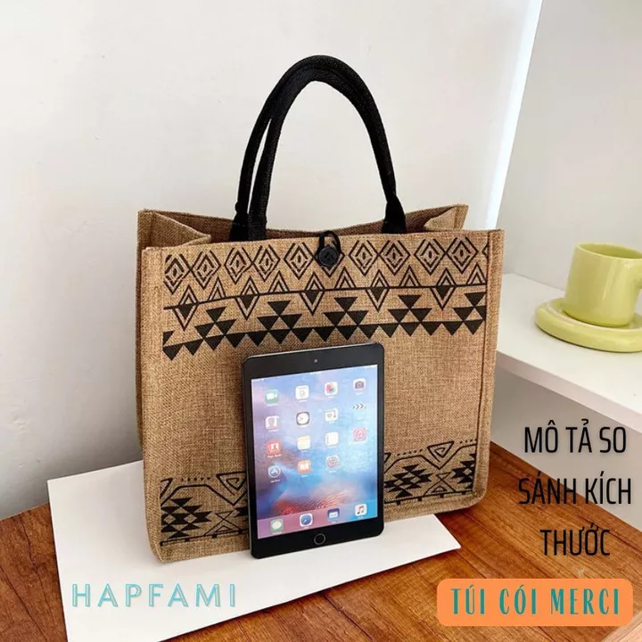 Túi cói merci,túi merci,túi xách cói phong cách vintage phù hợp đi biển đi chơi-hapfami – 5