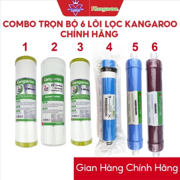 Trọn bộ Combo 6 lõi lọc nước Kangaroo chính hãng 123456 - Lõi RO, Nano Silver, Ceramic