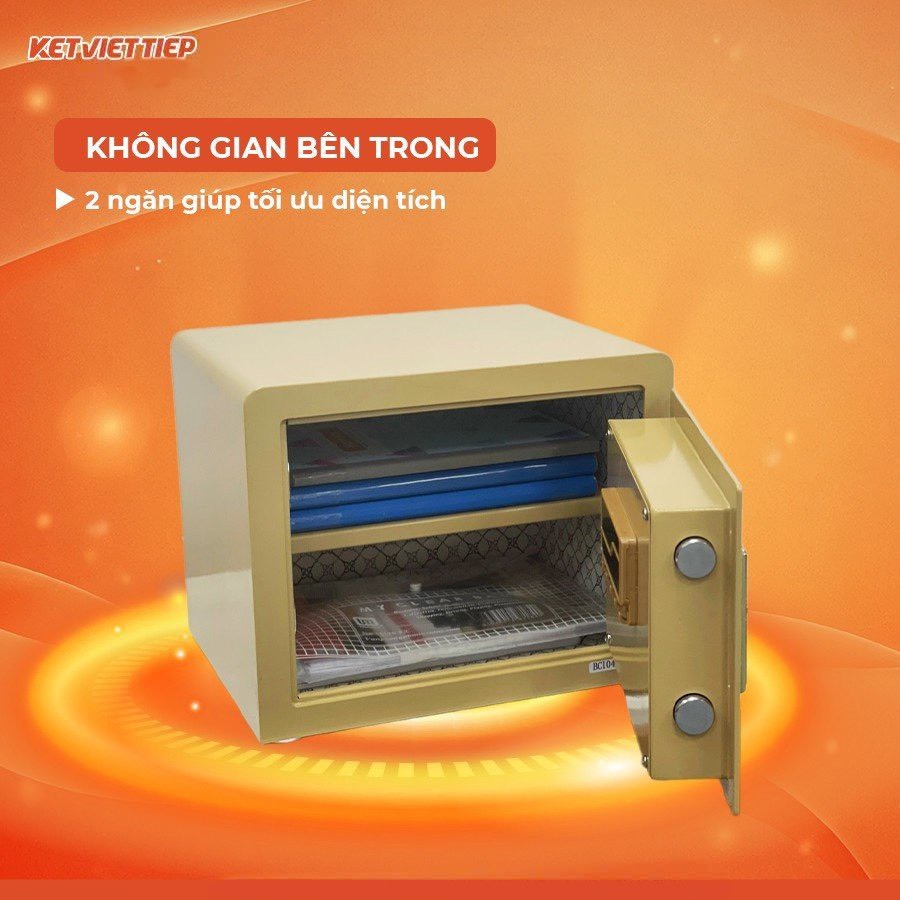 Két sắt mini nhập khẩu thông minh Aifeibao KV35 màu vàng gold sang trọng cao 30*rộng 38*sâu 30cm