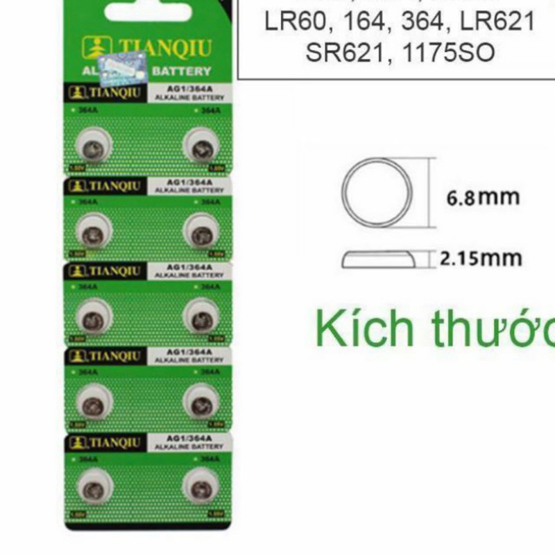 Vỉ 10 viên pin 364/621/AG1 Tianqiu GÍA RẺ | Shopee Việt Nam