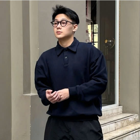 Áo Sweater Polo Nam Nỉ 3D Chéo Cao Cấp 60% Cotton 40% Spandex Dài Tay Form Rộng Halley Menswear Có Cổ M30