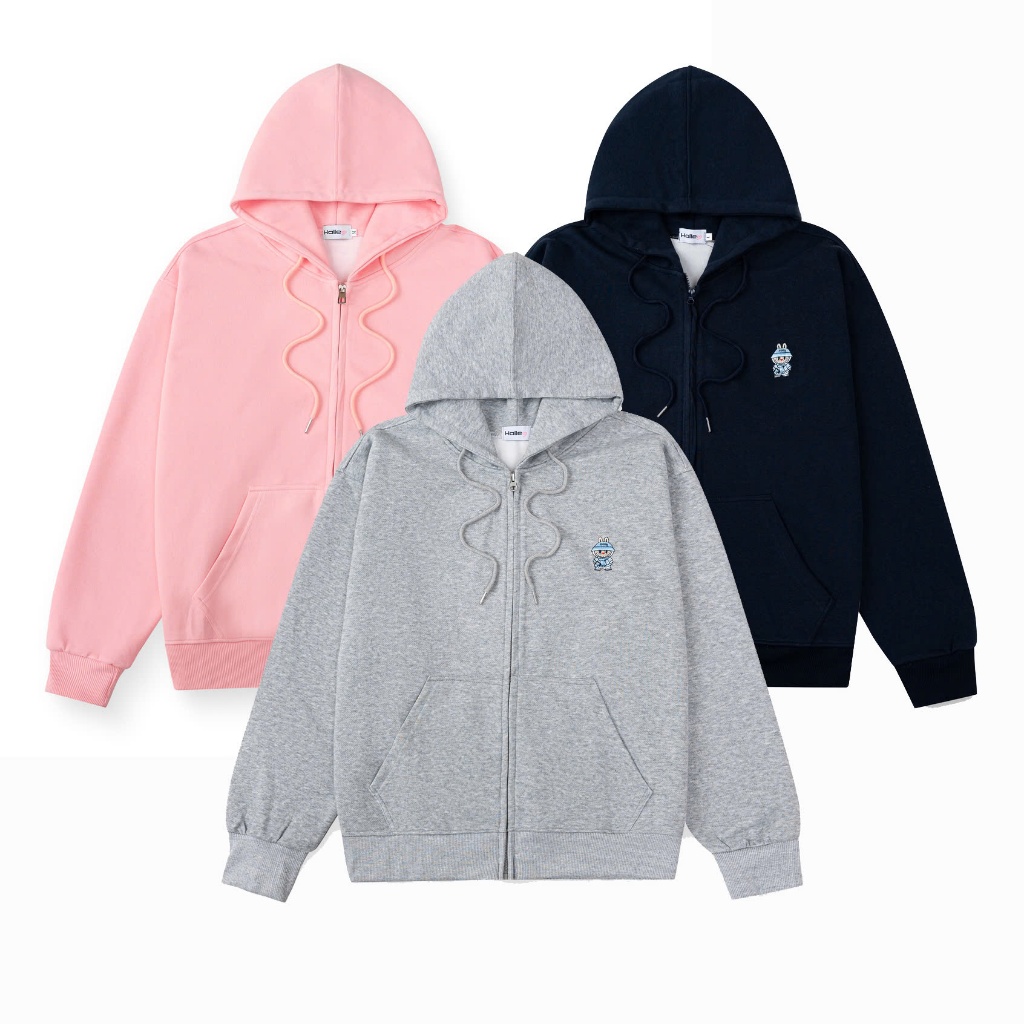Áo Khoác Hoodie Zip Nam Nữ Unisex Thêu Labubu Vải 2 Da Cao Cấp Dày Dặn Unisex Local Brand HALLEY M32