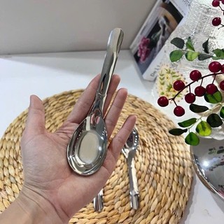 Thìa inox 18/10 thìa cơm [336] thìa cổ vịt nguyên khối dài 16cm
