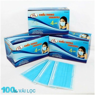 Khẩu trang y tế kháng khuẩn 4 lớp Famapro hộp 50 cái