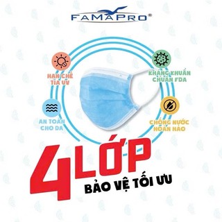 Khẩu trang y tế kháng khuẩn 4 lớp Famapro hộp 50 cái