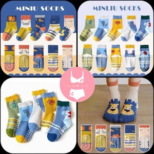 Set 5 Đôi Tất Cotton Phối Nhiều Họa Tiết Năng Động Cá Tính Kèm Chống Trượt Cho Các Bé Hot Nhất