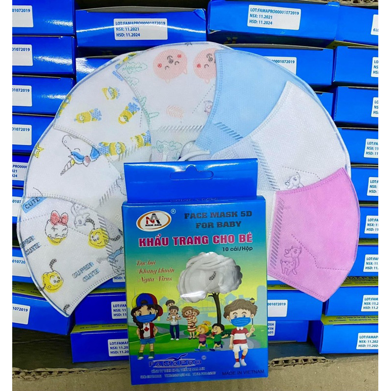 Combo 50 chiếc 5d baby mask NAM ANH CHÍNH HÃNG, cho trẻ từ 1-5 tuổi ,mềm mại tạo cảm giác thoải mái cho bé