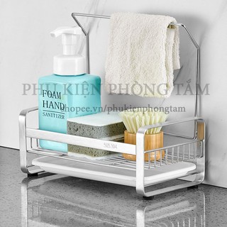 [SIZE TO] Kệ đựng đồ rửa chén bát có thanh treo khăn Inox SUS 304 cao cấp, không rỉ sét