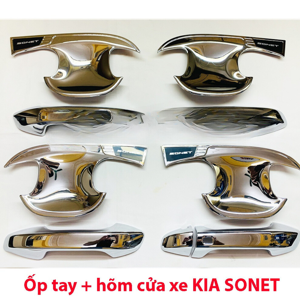 Ốp tay nắm, hõm cửa xe KIA SONET đời 2021 - HIỆN NAY - chất liệu Nhựa Mạ Crom cao cấp