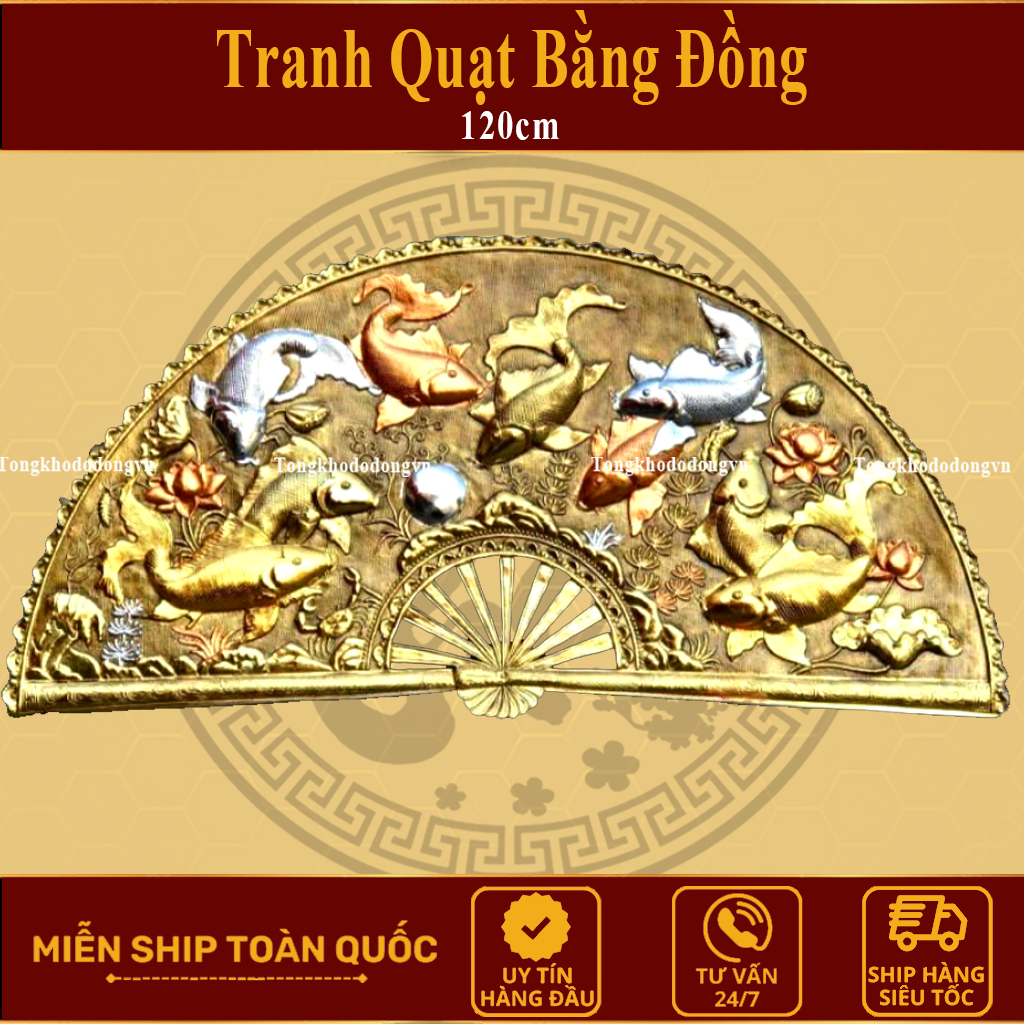 Tranh Quạt Thờ Song Long Chầu Phúc Bằng Đồng Kích Thước 1m2 Chuẩn Phong Thủy Đồ Đồng Đại Bái Miễn Phí Ship Toàn Quốc