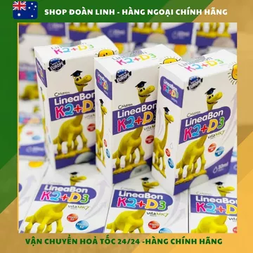 Vitamin D3 K2 Lineabon Drops Chứa MK7 cho bé tăng hấp thu Canxi, chắc khỏe xương, răng Dùng cho bé từ sơ sinh Chính Hãng