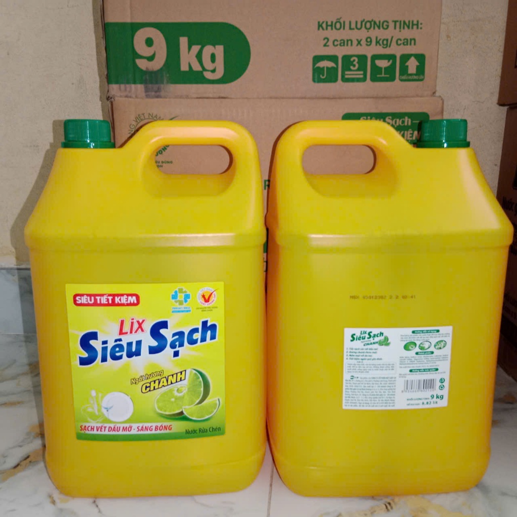 Nước Rửa Chén LIX Siêu Sạch Hương Chanh 9KG Siêu Tiết Kiệm - Lixco
