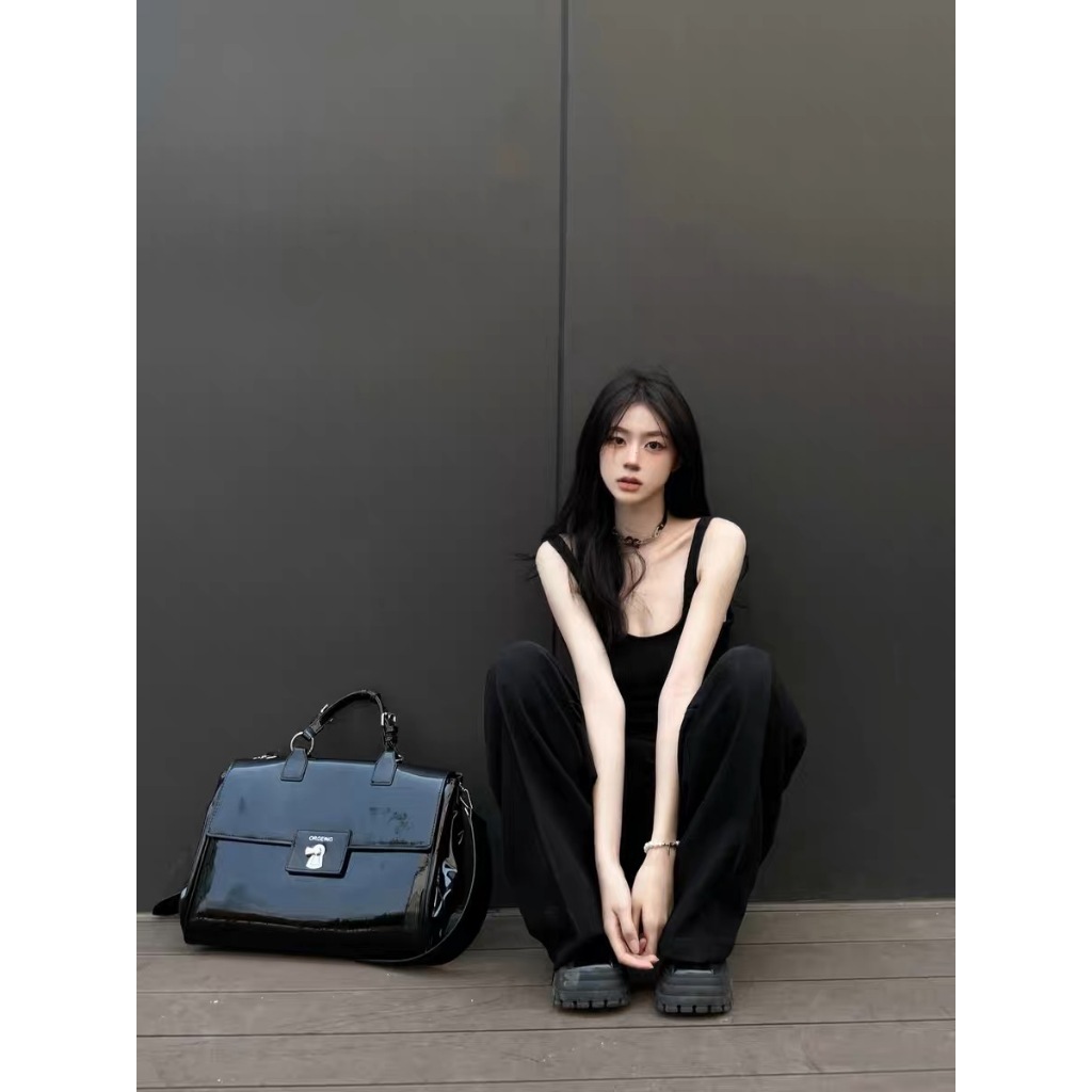 Set quần ống rộng basic thời trang màu đen siêu chất áo yếm gợi cảm hai mảnh