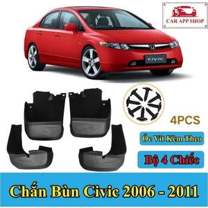 Chắn Bùn Honda Civic Đời 2006 - 2011 Chất liệu Nhựa Dẻo Tặng kèm Ốc Vít ,Bộ 4 Chiếc Hàng Cao Cấp