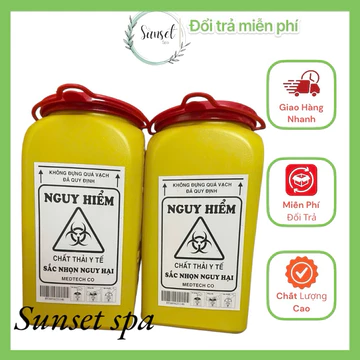Bình Hủy Bơm Kim Tiêm 1,5 lít, Thùng Chứa Kim Tiêm, Rác Sắc Nhọn, Rác Sinh Học 1,5l, Hộp Đựng Vật Sắc Nhọn 1.5L