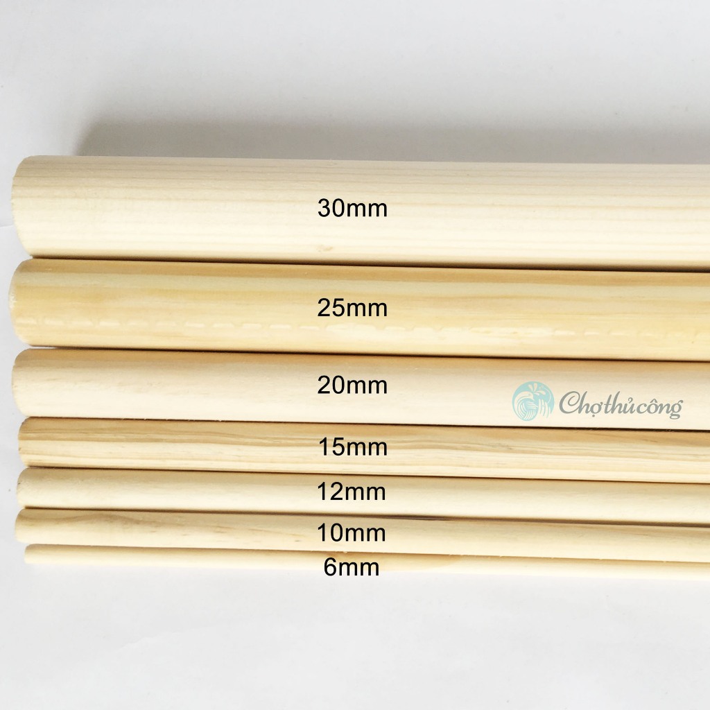 Combo 3 thanh gỗ tròn đường kính 2-2.5cm x Dài 2m từ gỗ thông phụ kiện ...