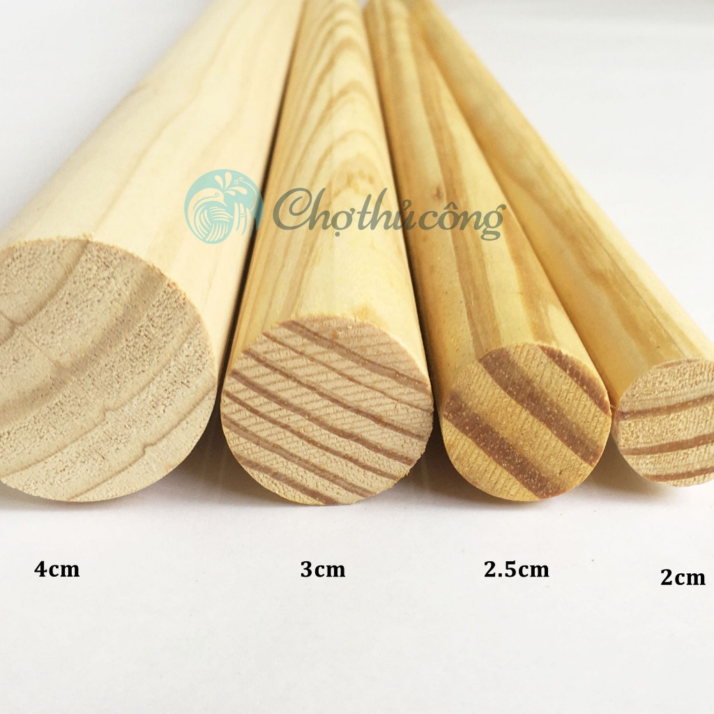 Combo 2 thanh gỗ tròn phi 3cm x Dài 2m từ gỗ thông phụ kiện treo rèm ...