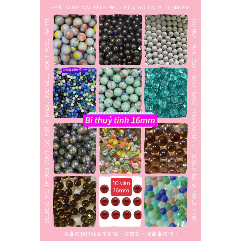 10 viên bi thuỷ tinh 16mm - bi ve truyền thống - bi trang trí và sưu ...