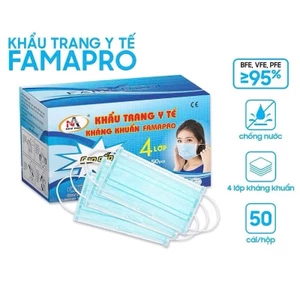 Khẩu trang y tế kháng khuẩn 4 lớp Famapro hộp 50 cái