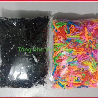 1 bịch 1kg chun buộc tóc đen, nhiều màu dai tốt