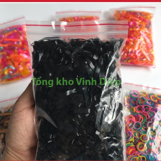 1 bịch 1kg chun buộc tóc đen, nhiều màu dai tốt