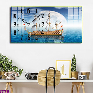 Tranh Đồng Hồ Tráng Gương Treo Tường Phong Thuỷ Trang Trí Phòng Khách, Phòng Làm Việc Thuận Buồm Xuôi Gió