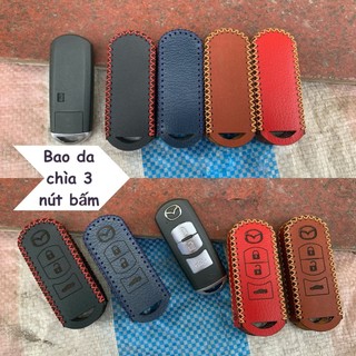 [Đẹp & Chất] Bao da chìa khóa Mazda 2, Mazda 3, Mazda 6, CX5, CX8, CX9 da bò handmade, kèm tặng móc