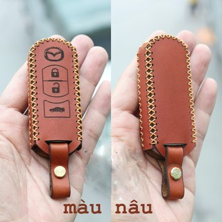 [Đẹp & Chất] Bao da chìa khóa Mazda 2, Mazda 3, Mazda 6, CX5, CX8, CX9 da bò handmade, kèm tặng móc