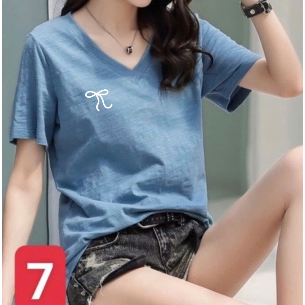 Áo thun nữ cổ tim, Áo thun babytee cổ V in hình July fashion, Áo babytee chát thun xượt mềm mát, thấm mồ hôi tốt