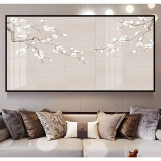 Tranh Treo Tường Nghệ Thuật Trang Trí Phòng Khách, Phòng Làm Việc Hoa Và Chim - Tranh Laminate Tráng Gương