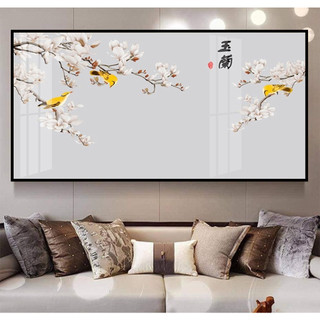 Tranh Treo Tường Nghệ Thuật Trang Trí Phòng Khách, Phòng Làm Việc Hoa Và Chim - Tranh Laminate Tráng Gương