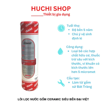 Lõi lọc nước Ceramic Đại Việt 5 micro dùng cho máy lọc nước Daikiosan, Makano