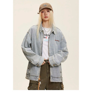 Áo Khoác Jeans Nam Nữ Form Rộng Dáng Suông - Cổ Bẻ - Phối Dây Kéo - Thêu Nổi, Thời Trang Unisex