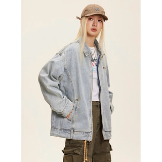 Áo Khoác Jeans Nam Nữ Form Rộng Dáng Suông - Cổ Bẻ - Phối Dây Kéo - Thêu Nổi, Thời Trang Unisex