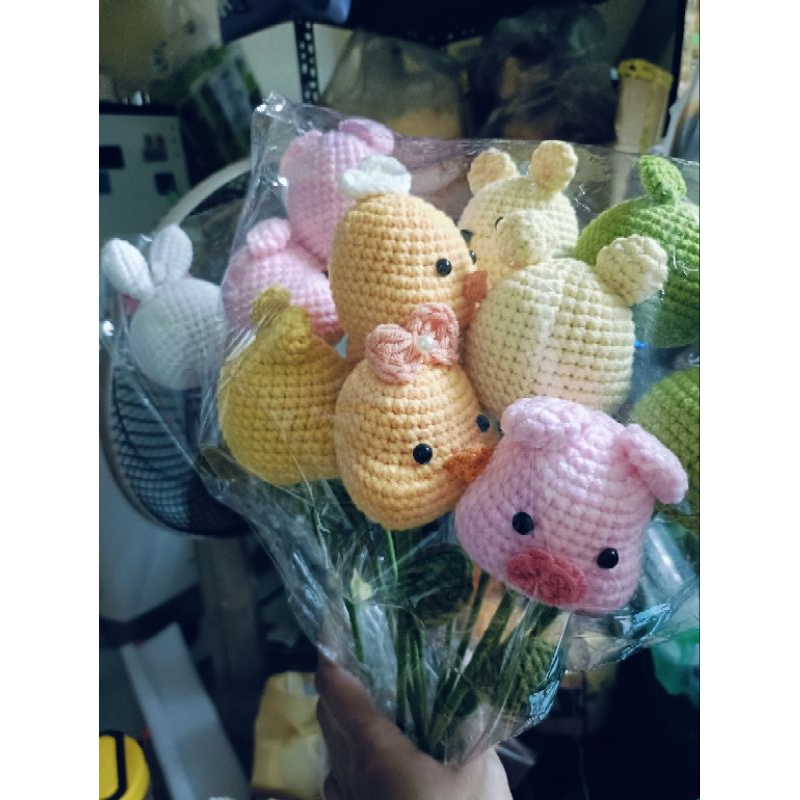 Hoa Thú Handmade Bằng Len Xinh Xắn , Cành Hoa Len, Móc Khoá Len Handmade