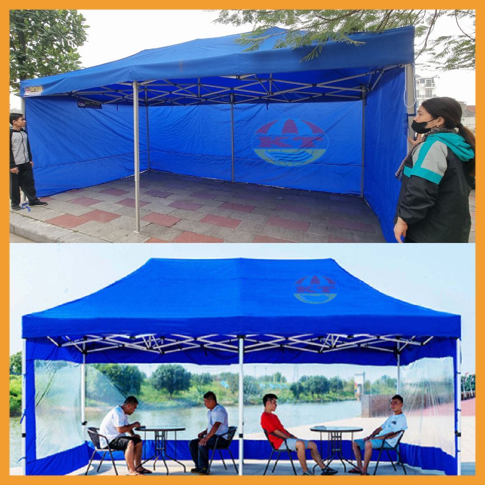 [Có Rèm] Nhà Bạt Di Động Đa Năng Gấp Gọn 3M x 6M Có Bạt Che Xung Quanh Mặt Vải 4 Mặt, Nhà Bạt Che Mưa, Che Nắng