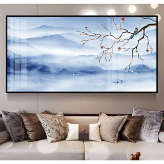Tranh Treo Tường Nghệ Thuật Trang Trí Phòng Khách, Phòng Làm Việc Hoa Và Chim 01 - Tranh Laminate Tráng Gương