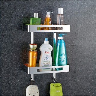 Combo giá treo khăn và Kệ chữ nhật 2 tầng Inox 304