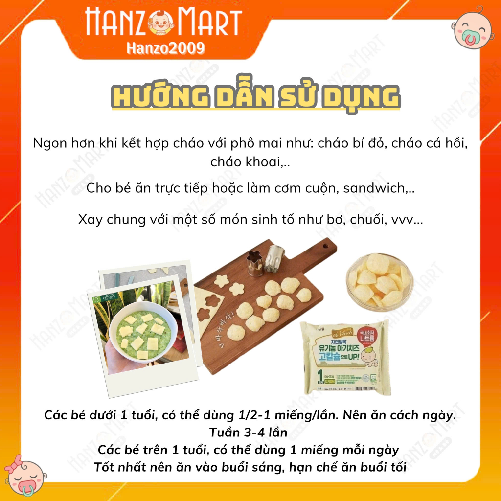 Phô mai tách muối hữu cơ Hàn Quốc vị bí đỏ - chuối - nguyên vị