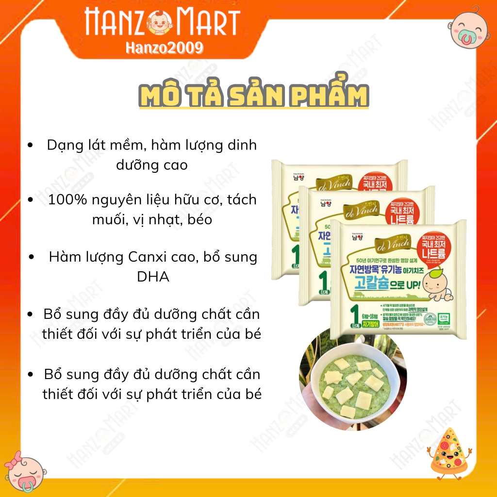Phô mai tách muối hữu cơ Hàn Quốc vị bí đỏ - chuối - nguyên vị
