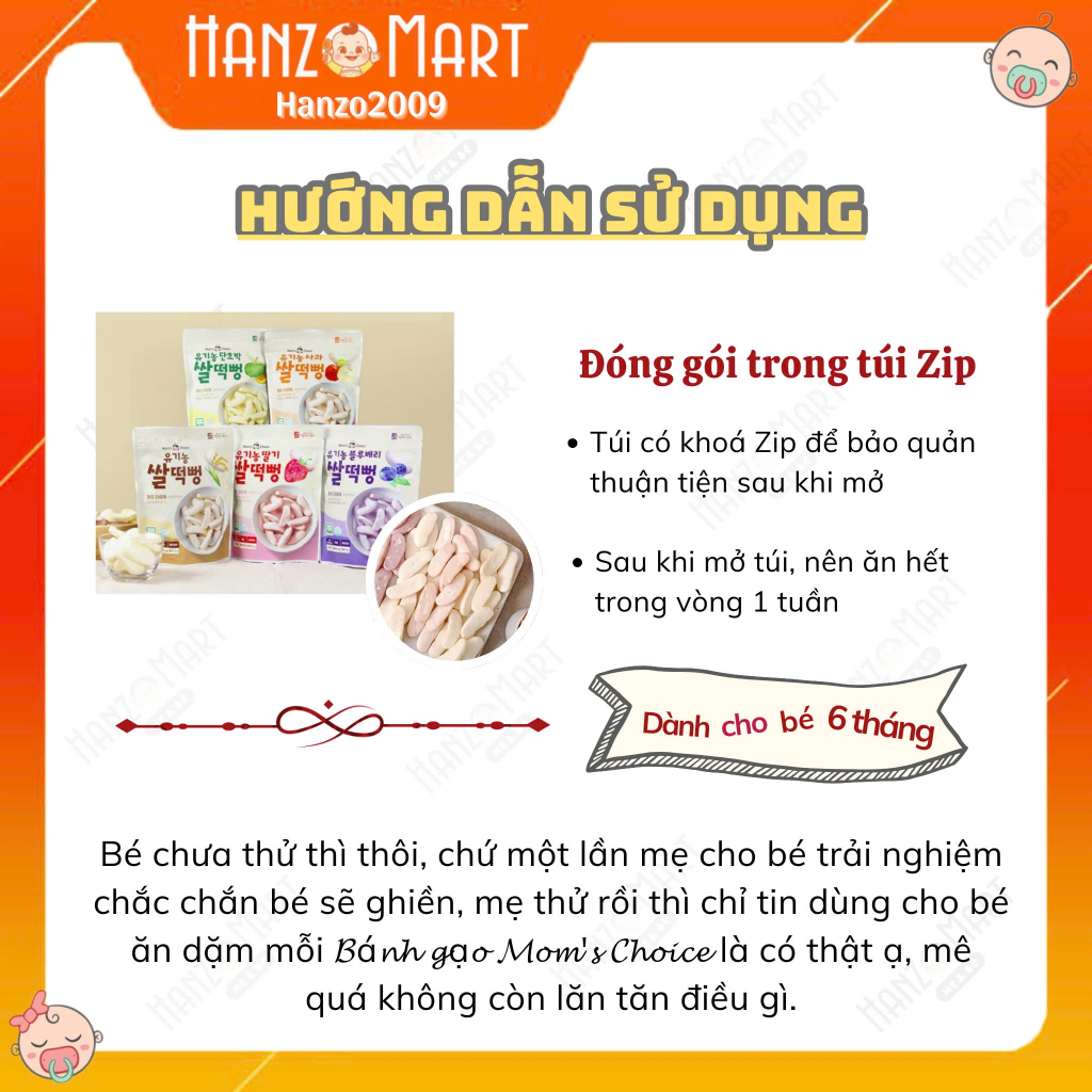 Bánh gạo ăn dặm hữu cơ Mom’s Choice cho bé từ 6m+