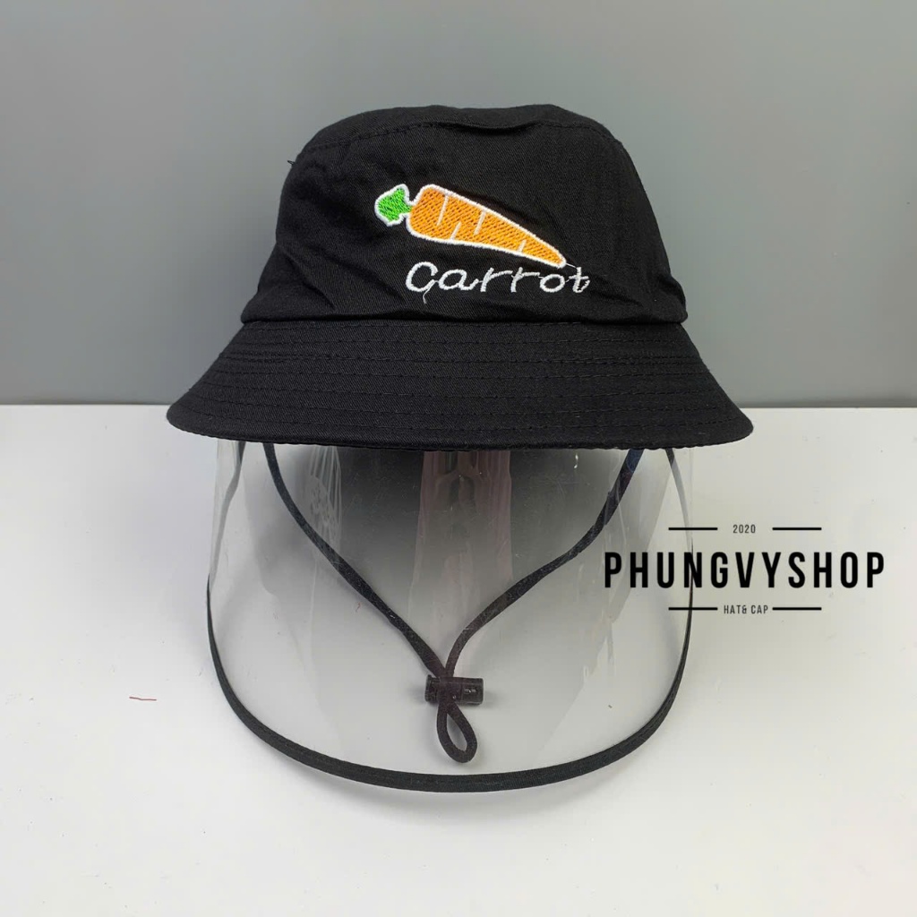 (Bé 2.5-5 Tuổi/ Vòng đầu 52cm) Mũ CHỐNG GIỌT BẮN thêu CAROTCAM- Nón cản bụi trẻ em
