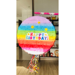 [TẶNG GẬY ĐẬP] Pinata Happy Birthday Hình Tròn Cầu Vồng – Trang Trí & Trò Chơi Sinh Nhật Cho Bé