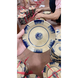 Dĩa Gốm Phết Xanh Cổ Xưa Size Đường Kính 15cm (Mộc Đầu Gà Cổ) - Gốm Xưa Lái Thiêu Cho Người Hoài Niệm - Gốm Nam Bộ