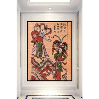 Tranh Treo Trang Trí Phòng Khách, Phòng Làm Việc Nghệ Thuật Dân Gian Đông Hồ - Tranh Laminate Tráng Gương