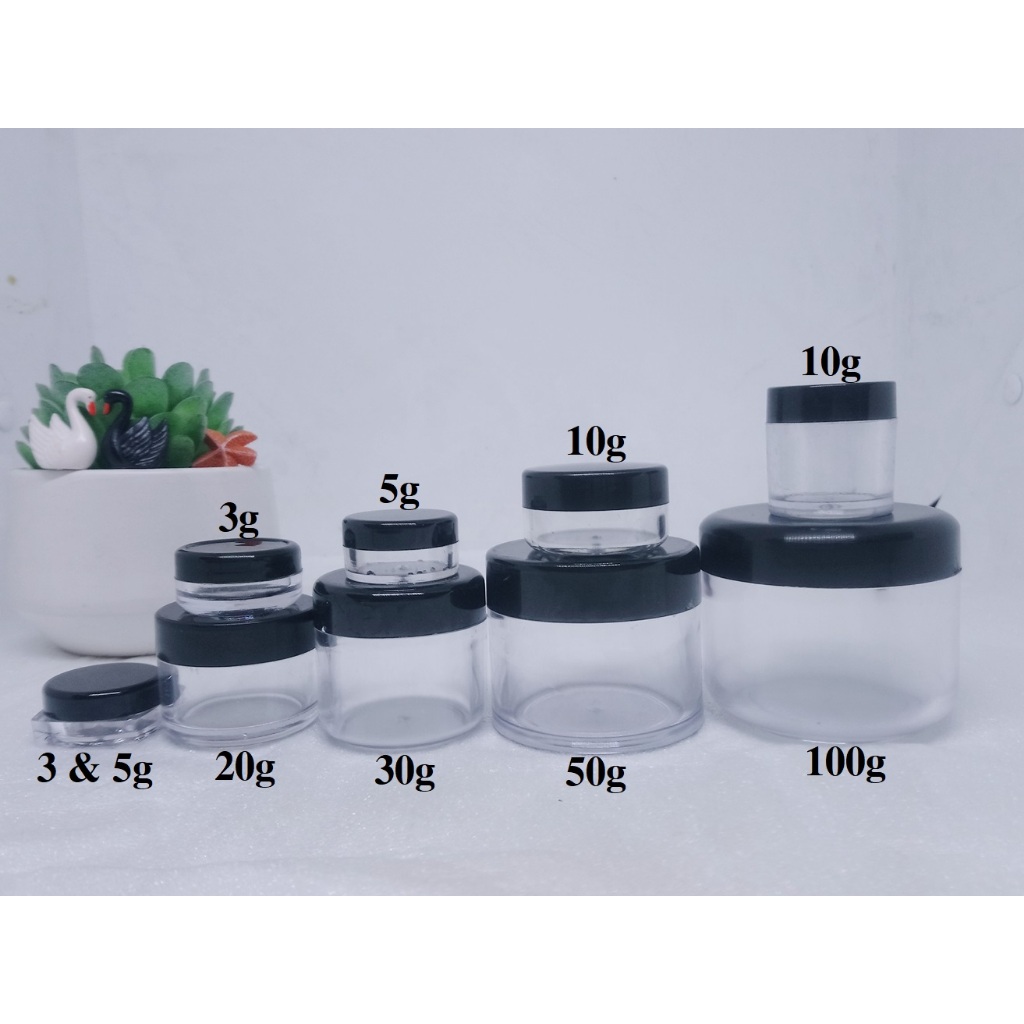 (Đủ Size) SET 5 Hủ nhựa trong suốt nắp 2g, 3gr, 5gr, 10gr, 15g, 20gr, 30gr, 50gr, 100g - Hủ nhỏ chiết mỹ phẩm đựng kem.