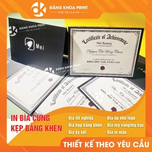 In bìa kẹp giấy khen cho spa, công ty, trường học; bìa tốt nghiệp, bìa ký kết; bìa chứng chỉ