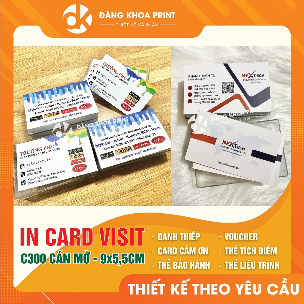 [THIẾT KẾ THEO YÊU CẦU] In card visit, name card, danh thiếp giấy C300 cán mờ 2 mặt dày dặn