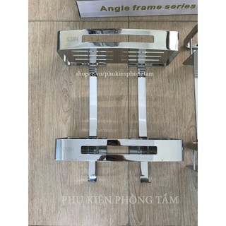 Kệ chữ nhật 2 tầng inox 304 - kệ thẳng 2 tầng